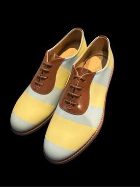 The Office Of Angela Scott Mr Smith yellow blue stripe Oxford size 37.5 7.5